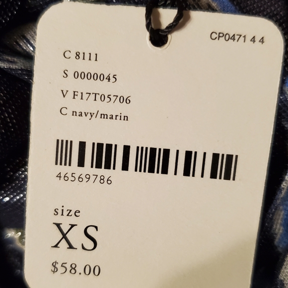 Free People XS Blue Shimmer Front Tie Strapless Top - Picture 3 of 3